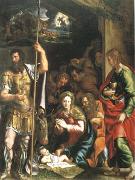 Giulio Romano, The Nativity and Adoration of the Shepherds in the Distance the Annunciation to the Shepherds (mk05)